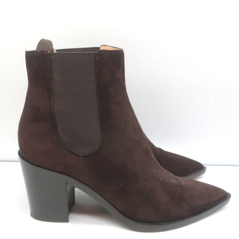 Gianvito Rossi Romney Chelsea Boots Dark Brown Suede Size 38.5 Pointed Toe