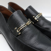 NewbarK Melanie Loafers Black Embossed Leather Size 7.5 Slip-On Flats