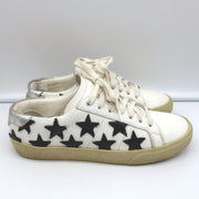 Saint Laurent Court Classic Star Sneakers White & Black Leather Size 36.5