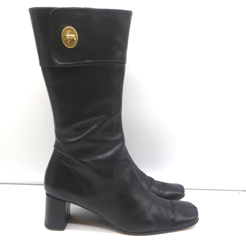 Coach Onnette Turn Lock Boots Black Leather Size 6