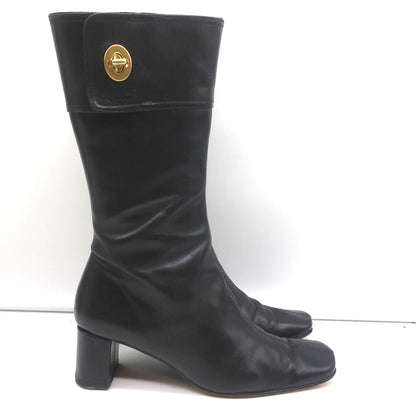 Coach Onnette Turn Lock Boots Black Leather Size 6