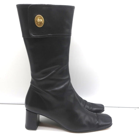 Coach Onnette Turn Lock Boots Black Leather Size 6