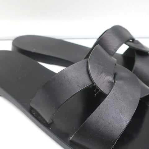 Ancient Greek Sandals Desmos Slides Black Leather Size 38