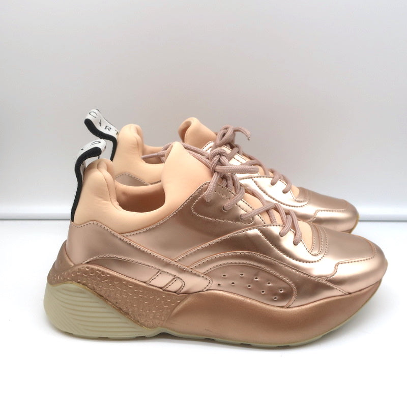 Stella McCartney Eclypse Sneakers Rose Gold Metallic Faux Leather Size 38 NEW
