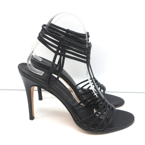 Gucci Tom Ford T-Strap Sandals Black Leather Size 8 Open Toe Heels