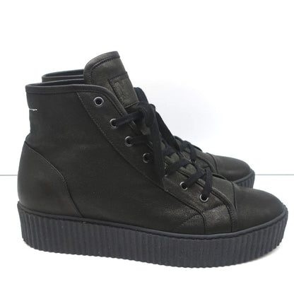 MM6 Maison Margiela High Top Platform Creeper Sneakers Black Leather Size 41