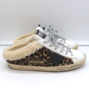 Golden Goose Superstar Sabot Shearling Sneakers Leopard Print Calf Hair Size 37