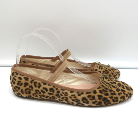 Loeffler Randall Leonie Soft Ballet Flats Leopard Print Velvet Size 9