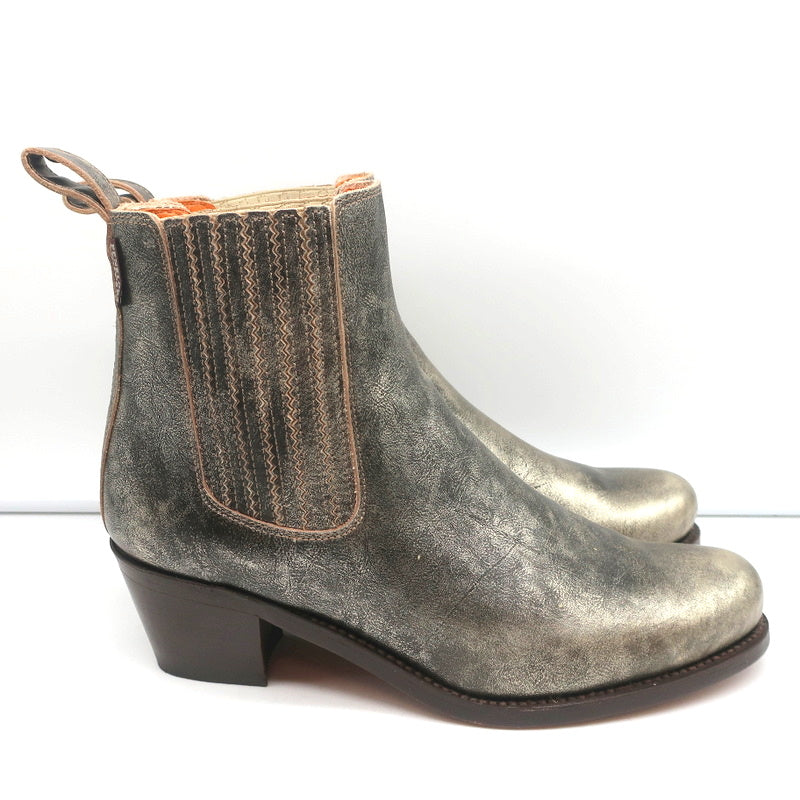 Penelope Chilvers Chelsea Boots Salva Antique Gold Metallic Leather Size 41
