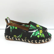 Proenza Schouler Espadrilles Black Floral Print Canvas Size 6 Slip-On Flats