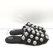 Alexander Wang Amelia Mules Black Studded Suede Size 37 Caged Sandals