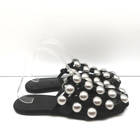 Alexander Wang Amelia Mules Black Studded Suede Size 37 Caged Sandals