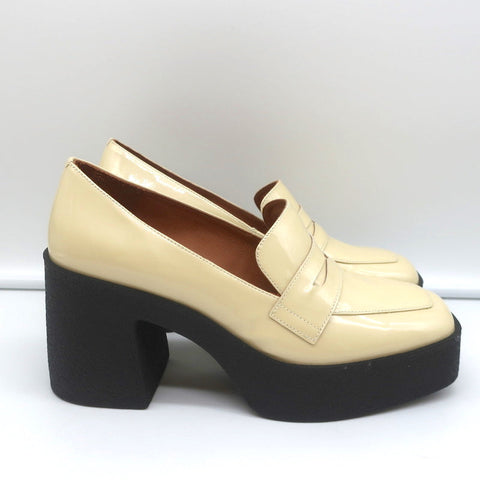 Akaada Platform Penny Loafers Yoko Ivory Patent Leather Size 36 NEW