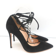 Gianvito Rossi Femi Lace-Up Pumps Black Suede Size 39 Pointed Toe Heels