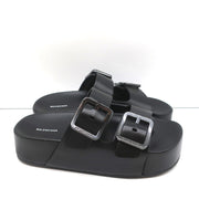 Balenciaga Mallorca Platform Slide Sandals Black Leather Size 37 NEW