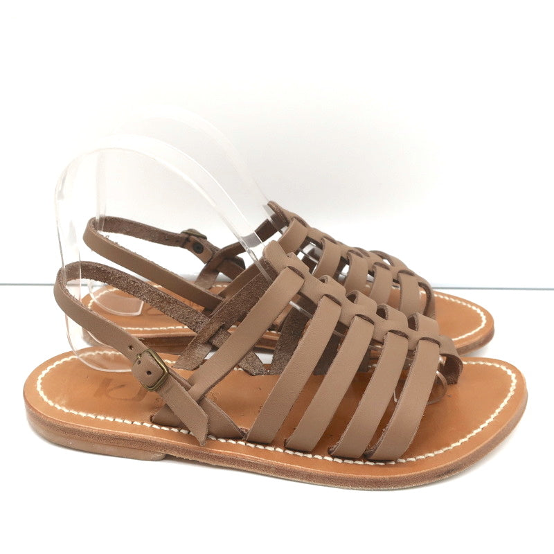 K.Jacques Homere Slingback Thong Sandals Taupe Leather Size 38