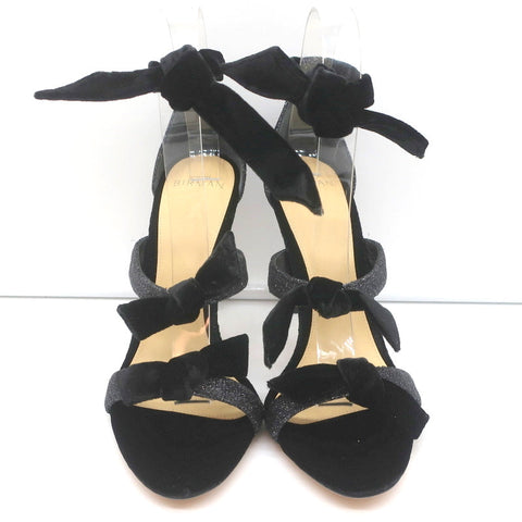 Alexandre Birman Mary Knot Sandals Black Glitter & Velvet Size 39 NEW