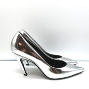 Balenciaga Broken Mirror Heels Silver Metallic Leather Size 37.5 Point-Toe Pumps