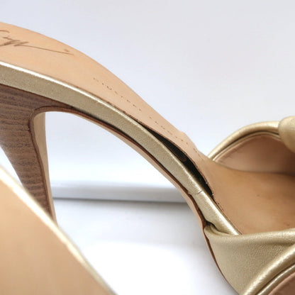 Giuseppe Zanotti Knotted Platform Mule Sandals Gold Metallic Leather Size 38.5