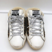 Golden Goose Superstar Sabot Shearling Sneakers Leopard Print Calf Hair Size 37