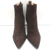 Gianvito Rossi Romney Chelsea Boots Dark Brown Suede Size 38.5 Pointed Toe
