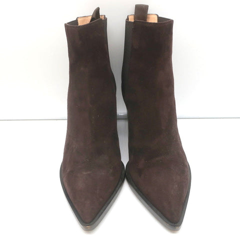 Gianvito Rossi Romney Chelsea Boots Dark Brown Suede Size 38.5 Pointed Toe