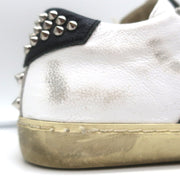 Leather Crown Iconic Stud Low Top Sneakers White & Black Leather Size 38