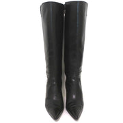 Stuart Weitzman Bonjour Knee High Boots Black Leather Size 6 Pointed Toe Heel