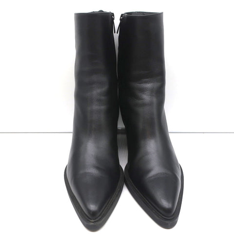Gianvito Rossi Dylan Ankle Boots Black Leather Size 41.5 Pointed Toe High Heel