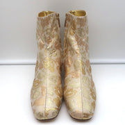 Dolce & Gabbana Ankle Boots Gold Metallic Brocade Size 39 Low Heel Booties NEW