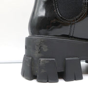 Prada Monolith Chelsea Boots Black Patent Leather Size 36