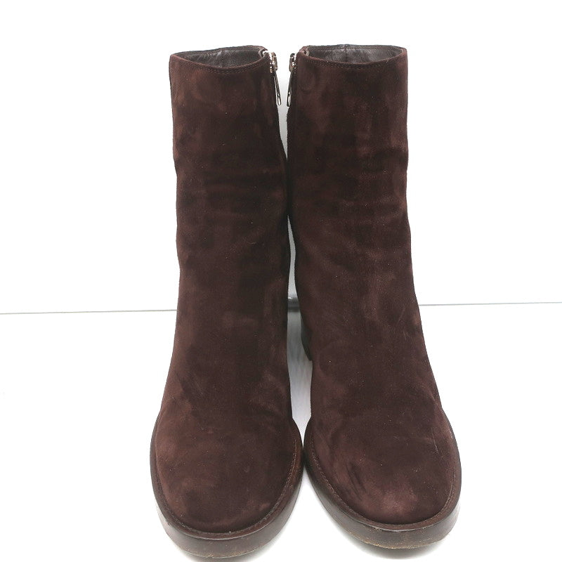 Gianvito Rossi Block Heel Ankle Boots Dark Brown Suede Size 38