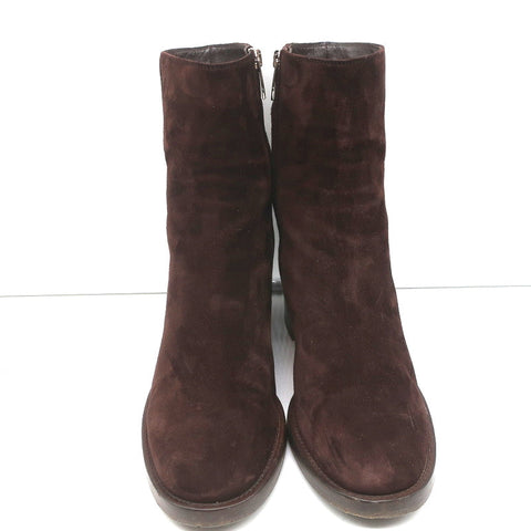 Gianvito Rossi Block Heel Ankle Boots Dark Brown Suede Size 38