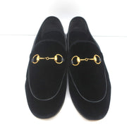 Gucci Jordaan Horsebit Loafers Black Velvet Size 37.5