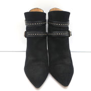IRO Harness Ankle Boots Salix Black Studded Suede Size 37 Pointed Toe Booties