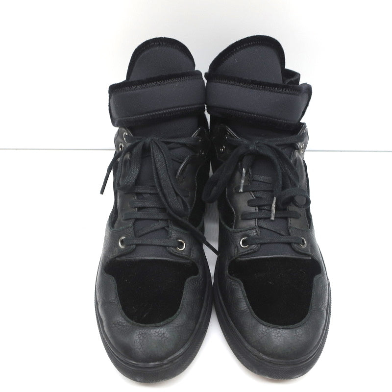 Balenciaga High Top Sneakers Black Leather & Velvet Size 40