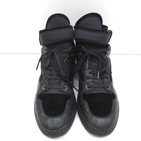 Balenciaga High Top Sneakers Black Leather & Velvet Size 40