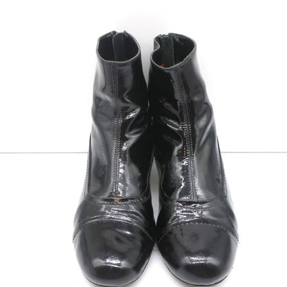 Lanvin Ankle Boots Black Patent Leather Size 41 Kitten Heel Booties