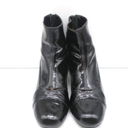Lanvin Ankle Boots Black Patent Leather Size 41 Kitten Heel Booties