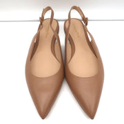Gianvito Rossi Slingback Flats Anna Praline Leather Size 41 Pointed Toe NEW
