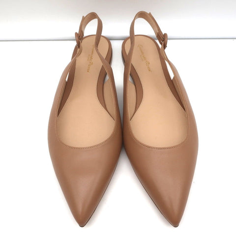 Gianvito Rossi Slingback Flats Anna Praline Leather Size 41 Pointed Toe NEW