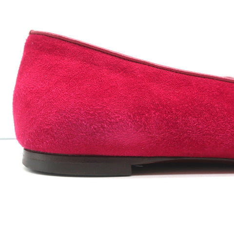Alexander McQueen Sequin Skull Loafers Magenta Suede Size 37 Slip-On Flats