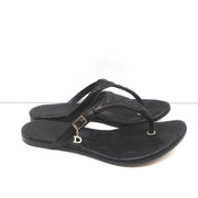Christian Dior Cannage Thong Sandals Black Leather Size 35.5 Flat Slides