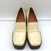 Akaada Platform Penny Loafers Yoko Ivory Patent Leather Size 36 NEW