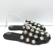 Alexander Wang Amelia Crystal-Studded Mules Black Leather Size 39 Caged Sandals