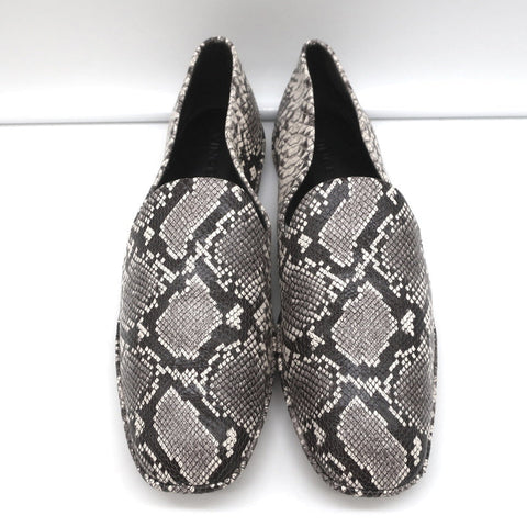 Vince Loafers Paz Gray/Cream Snake-Print Leather Size 7 Slip-On Flats