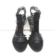 Gucci Tom Ford T-Strap Sandals Black Leather Size 8 Open Toe Heels