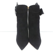 Jimmy Choo Kassidy Bow Ankle Boots Black Suede Size 39 Pointed Toe High Heel