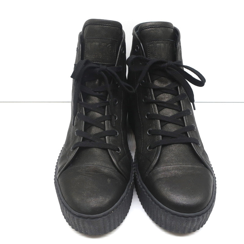 MM6 Maison Margiela High Top Platform Creeper Sneakers Black Leather Size 41