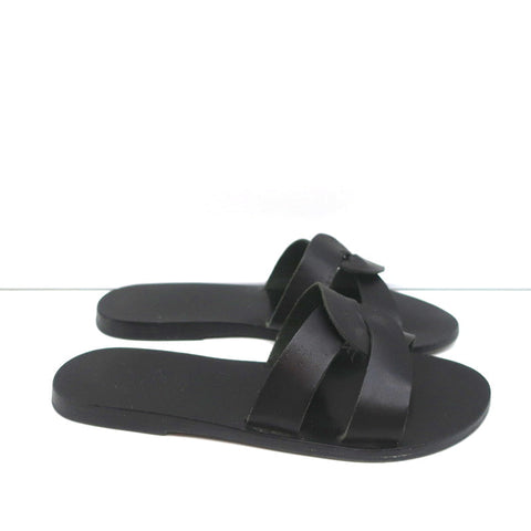 Ancient Greek Sandals Desmos Slides Black Leather Size 38